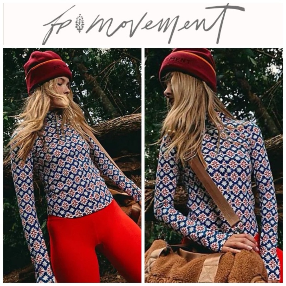 FP Movement In The Game Print Turtleneck Long Sleeve Layer Size S NWOT